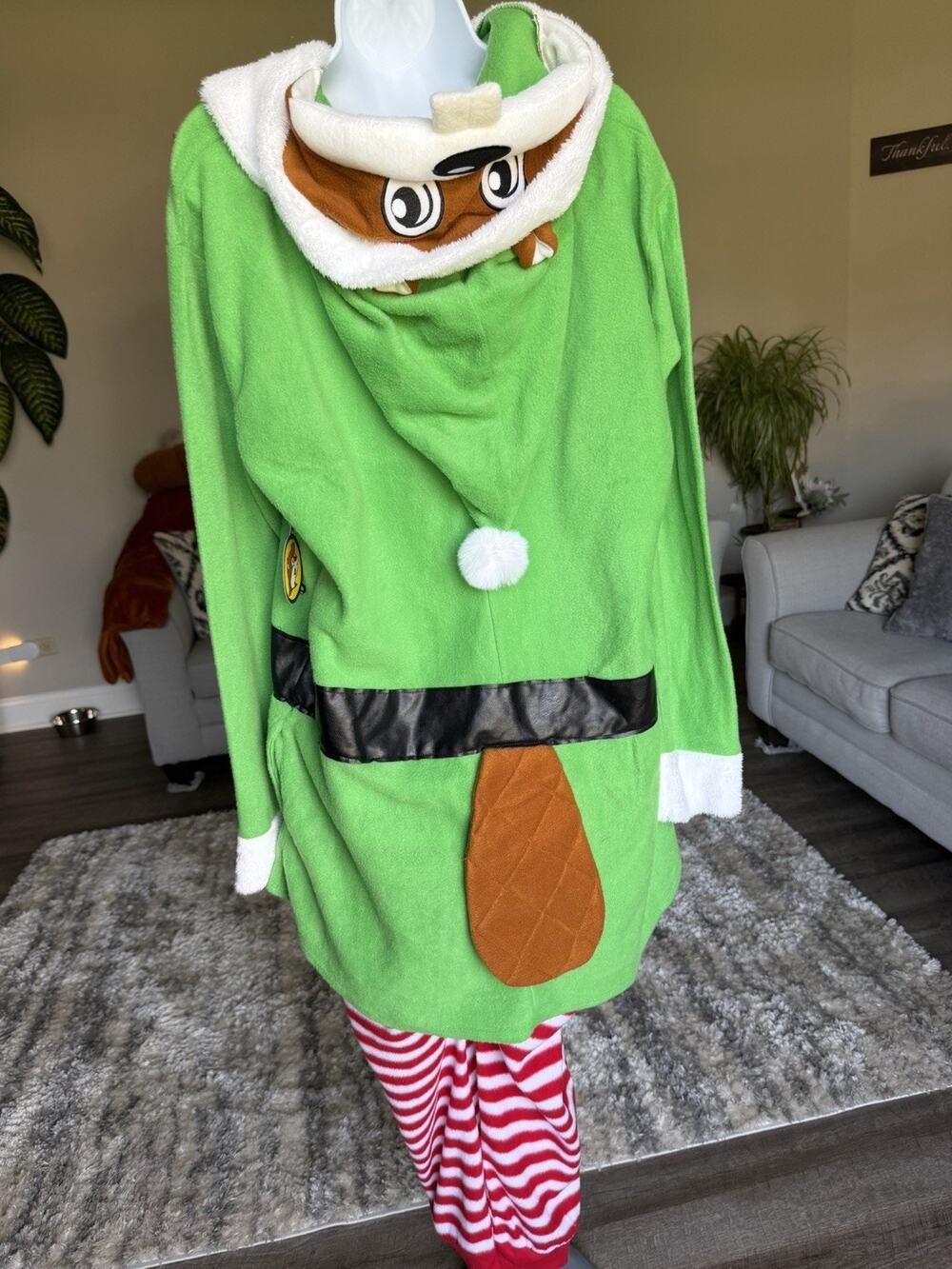 Buc-ees Bucees Beaver Elf Pajamas One Piece Mascot Costume S/M NWT #1072